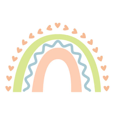 Cute pastel rainbow Boho Rainbow Element for Baby showerのイラスト素材