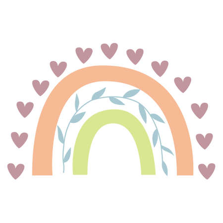 Cute vector pastel rainbow Boho Rainbow Element for Baby showerのイラスト素材