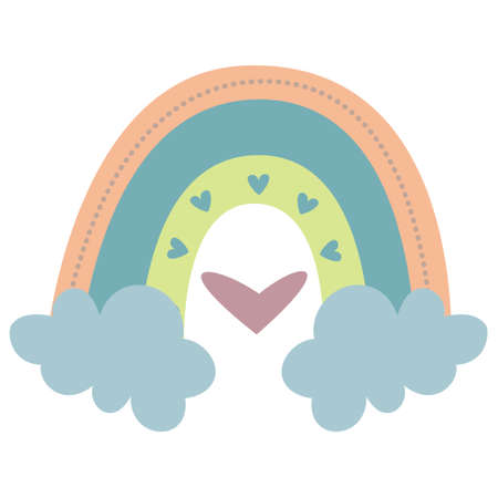 Cute vector pastel rainbow Boho Rainbow Element for Baby showerのイラスト素材