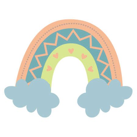 Cute vector pastel rainbow Boho Rainbow Element for Baby showerのイラスト素材
