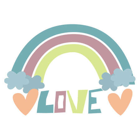 Cute vector pastel rainbow Boho Rainbow Element for Baby showerのイラスト素材