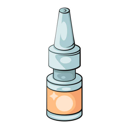 Vector nasal spray. Eye drops. Medical Bottle with drops. Flat vector isolated illustration.のイラスト素材