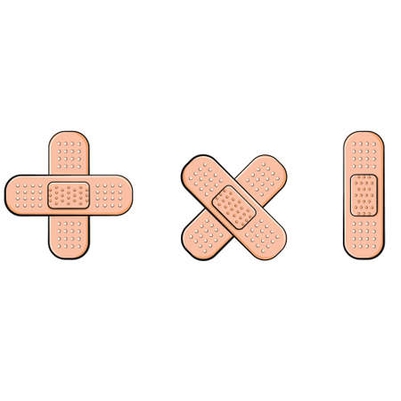 Adhesive bandage elastic medical plasters. First Aid Band Plaster Vector illustration. Adhesive plaster isolated vector illustrationのイラスト素材