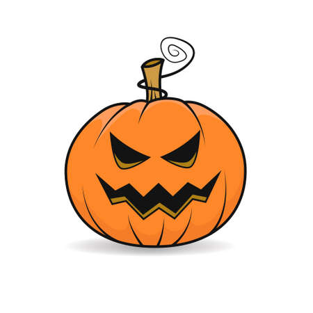 Halloween pumpkin with scary face on white background. Vector cartoon Illustration. Halloween pumpkin isolated. Halloween decor. Pumpkin headのイラスト素材