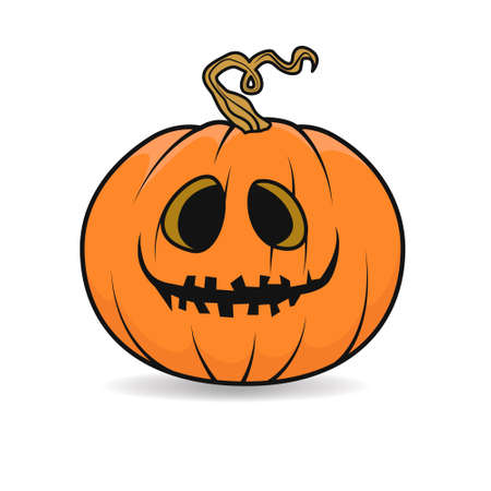 Halloween pumpkin with scary face on white background. Vector cartoon Illustration. Halloween pumpkin isolated. Halloween decor. Pumpkin headのイラスト素材