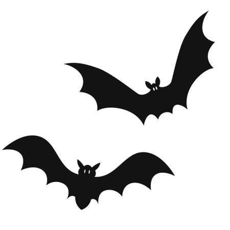 Bat silhouette. Bat icon isolated on white. Vector illustration. Halloween symbol. Flying bats traditional Halloween symbols on white.のイラスト素材