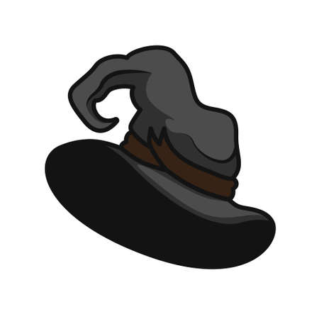 Halloween Witch wizard's hat isolated on white background. Wizard hat, vector. Scary hat isolated.のイラスト素材