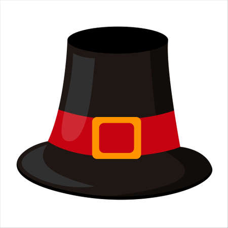 Pilgrim hat. Thanksgiving symbol. Isolated flat vector.のイラスト素材