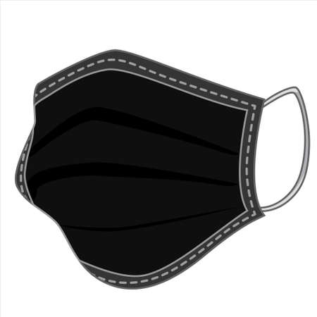 Surgical Mask vector illustration. Face Virus mask. Medical mask vector isolated. Black mask vector flat illustration. Coronavirus protection.のイラスト素材