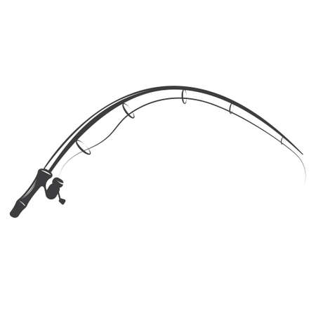 Fishing rod Silhouette vector isolated on white background. Fishing Silhouettes vector illustration.のイラスト素材