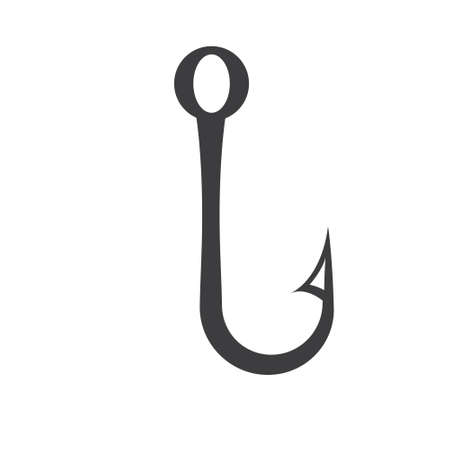 Fishing hook Silhouette. Vector illustration of fishing hook icon. Fishing bait. Great for fishing shop design.のイラスト素材
