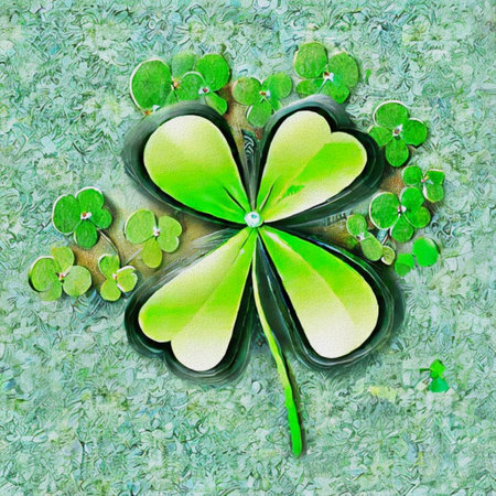 St. Patrick's day, four leaf clover on green background