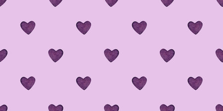 Seamless pattern of purple small hearts. Heart ornament. Valentines Day. Watercolor illustration for...