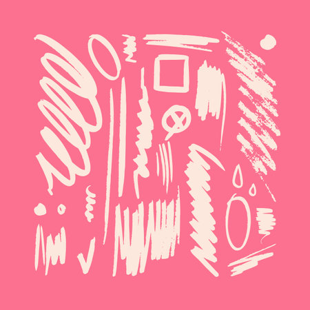 Scribble vector monochrome illustration of doodles stripes and symbols. Grunge textures for strikethrough and outline in marker style. Handwriting for SMM banners, simple friendly branding. Ink artのイラスト素材