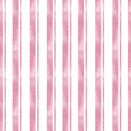Delicate pink and white striped background watercolor illustration seamless pattern. Abstract ornament of thick and thin lines for backgrounds, packaging, diaries, notebooksの写真素材