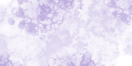 Watercolor violet background. Drops of violet paint. Horizontal banner with delicate purple fill with grunge texture. Abstract cloud illustrationの写真素材