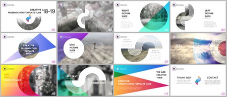 Clean and minimal presentation templates. Colorful elements on a white background. Brochure cover vector design. Presentation slides for flyer, leaflet, brochure, report, marketing, advertising.のイラスト素材