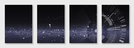 Minimal brochure templates. Abstract digital texture on dark background. Technology sci-fi concept,...