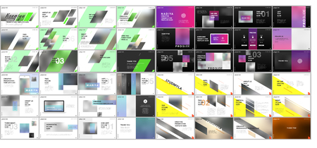 Set of minimal presentations, portfolio templates. Simple elements on white and black background. Brochure cover vector design. Presentation slides for flyer, leaflet, brochure, report, advertisingのイラスト素材