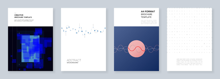 Minimal trendy brochure templates with abstract colorful infographics, minimalistic design futuristic backgrounds. Templates for flyer, leaflet, brochure, report, presentation, advertisingのイラスト素材