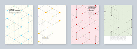 Minimal templates for flyer, leaflet, brochure, report, presentation. Modern line art pattern with connecting lines. Abstract geometric graphic background. Technology, digital network concept.のイラスト素材