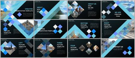 Minimal presentations design, portfolio vector templates with cubes, geometric abstract background....