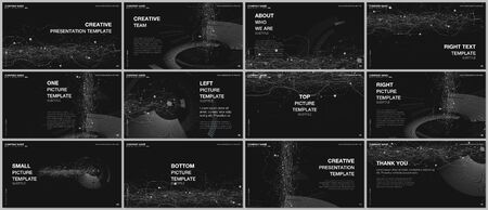 Presentation design vector templates, multipurpose template for presentation slide, flyer, brochure cover design, infographic report presentation. Futuristic background for digital technology concept.のイラスト素材