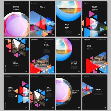 A4 brochure layout of covers design templates for flyer leaflet, A4 format brochure design, report, magazine, book design. Colorful simple design background for professional business agency portfolio.のイラスト素材