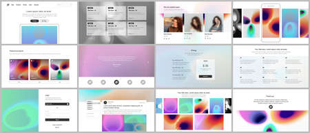 Vector templates for website design, presentations, portfolio. Templates for presentation slides, flyer, leaflet, annual report. Medical design with bright colored gradient pattern in form of cells.のイラスト素材