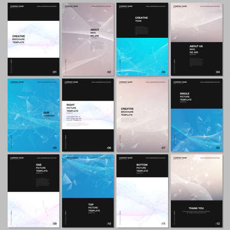 A4 brochure layout of covers templates for flyer leaflet, A4 brochure design, report, presentation, magazine cover, book design. Wave flow background for science or medical concept design.の写真素材