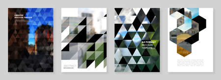 A4 brochure layout of covers design template with triangles, triangular pattern for flyer leaflet,...