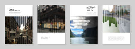A4 brochure layout of covers design templates for flyer leaflet, A4 brochure, report, presentation, magazine cover, book. Background template with lines, photo place for business design. Minimal styleのイラスト素材