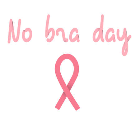 No Bra text vector illustartion. 13 october day. Sticker for social media. Pink black white colorsのイラスト素材