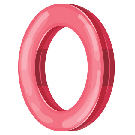 numeral 0, zero pink glossy on a olined white backgroundのイラスト素材