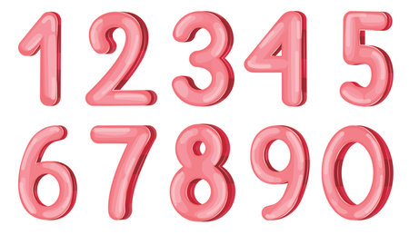 vector set of numbers from 0 to 10, pink glossy glassのイラスト素材