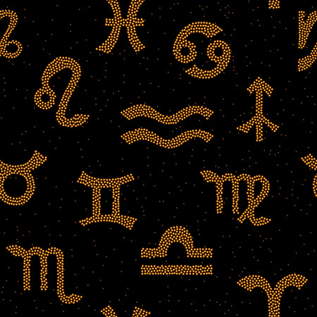 Zodiac horoscope vector pattern. Abstract dotted symbols.のイラスト素材