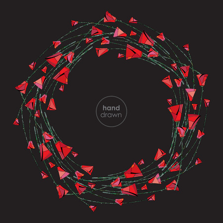 Abstract stylized roses frame. Vector flowers background.のイラスト素材