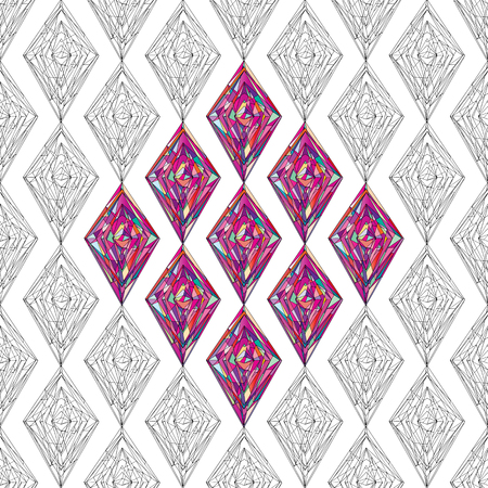 Hand drawn ornament pattern. Vector geometric tracery seamless background.