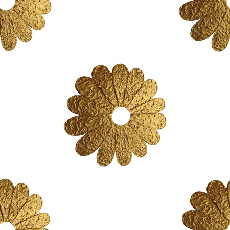 Gold abstract flowers pattern. Hand painted floral seamless background.の写真素材