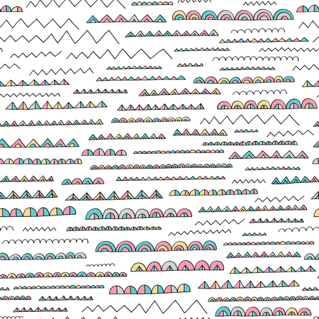 Hand drawn abstract pattern in memphis style.のイラスト素材