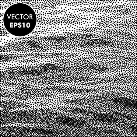 Vector Sea Background. Dotted Waves. Abstract Engraving Illustration. Black and White.のイラスト素材