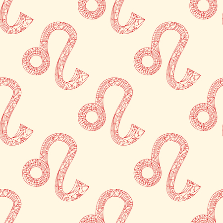 Lion zodiac sign. Vector hand drawn horoscope pattern. Astrological seamless background.のイラスト素材