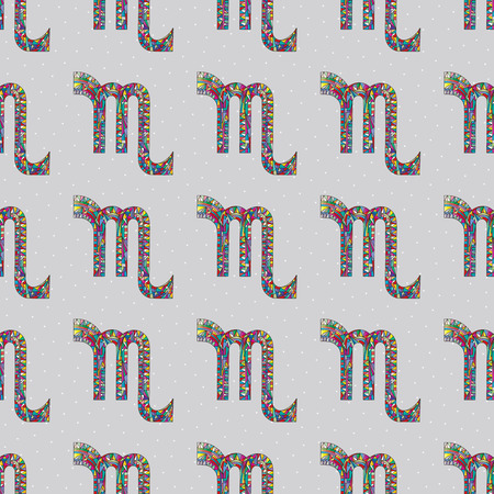 Seamless pattern of zodiac sign Scorpio vector illustrationのイラスト素材