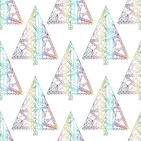Xmas tree pattern. Abstract Christmas seamless background in modern style in Hologram colors.のイラスト素材