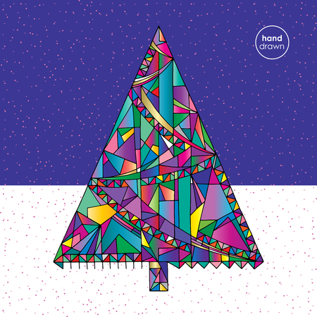 Christmas tree vector illustration in modern style.のイラスト素材