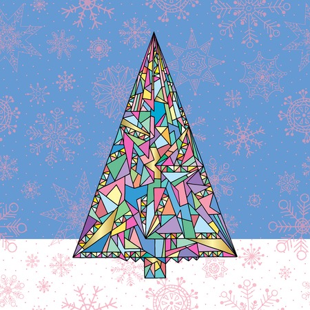 Christmas tree vector illustration. Hand drawn Happy New Year background. Winter holidays card.のイラスト素材