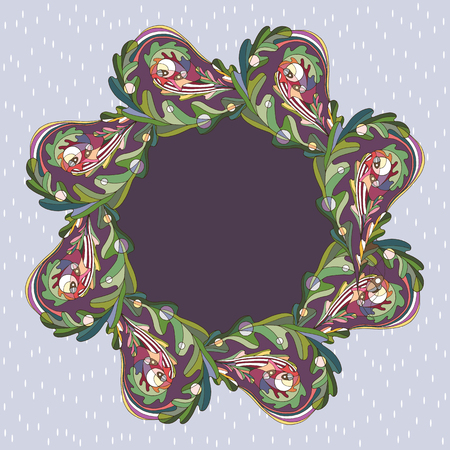 Oak leaves frame border. Floral leaf banner for text. Colorful nature vector illustration.のイラスト素材