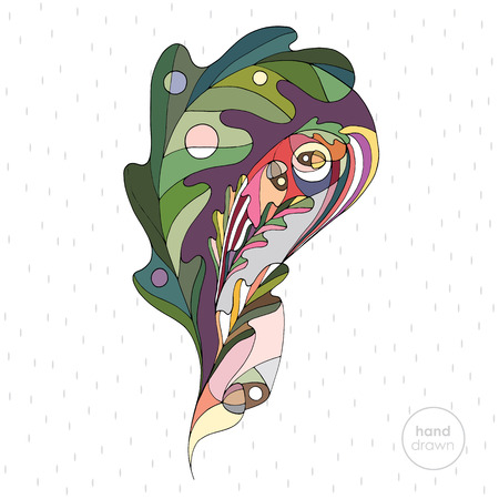 Hand drawn oak leaf vector illustration. Abstract autumn paisley. Leaves design element in modern style.のイラスト素材