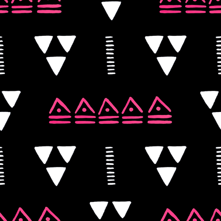 Hand painted abstract seamless pattern. Watercolor tribal geometric background.の写真素材