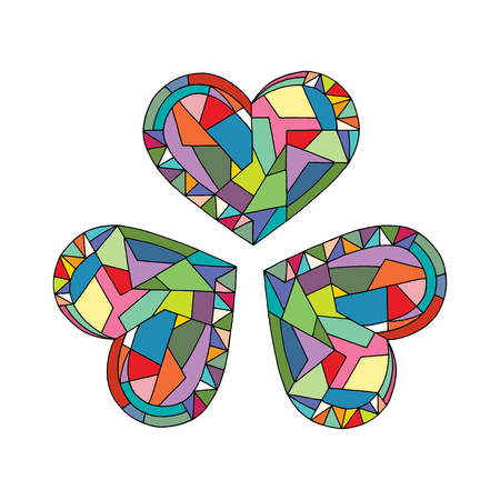 Hearts hand drawn abstract vector illustrations. Love cartoon background in modern style.のイラスト素材
